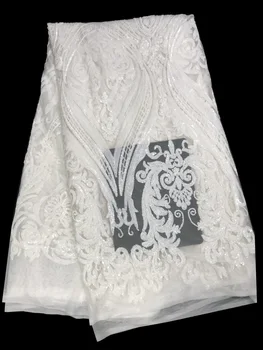 

2017 New Sequins African High Quality Net Lace,French Voile Guipure tulle mesh Lace Fabric For dress party 5yd/lot