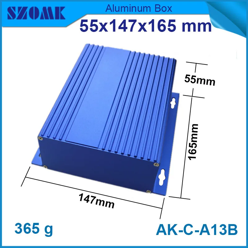 

1 piece free shipping wall wounted aluminum enclosure blue distribution box for pcb 55*147*165mm