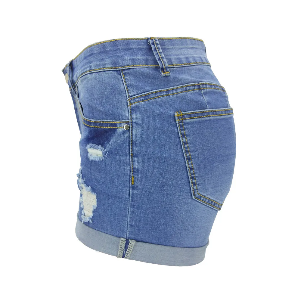 Рваные карманы для женщин шорты для Лето 2018 г. Повседневное Cut off Distressed Винтаж горячие джинсовые