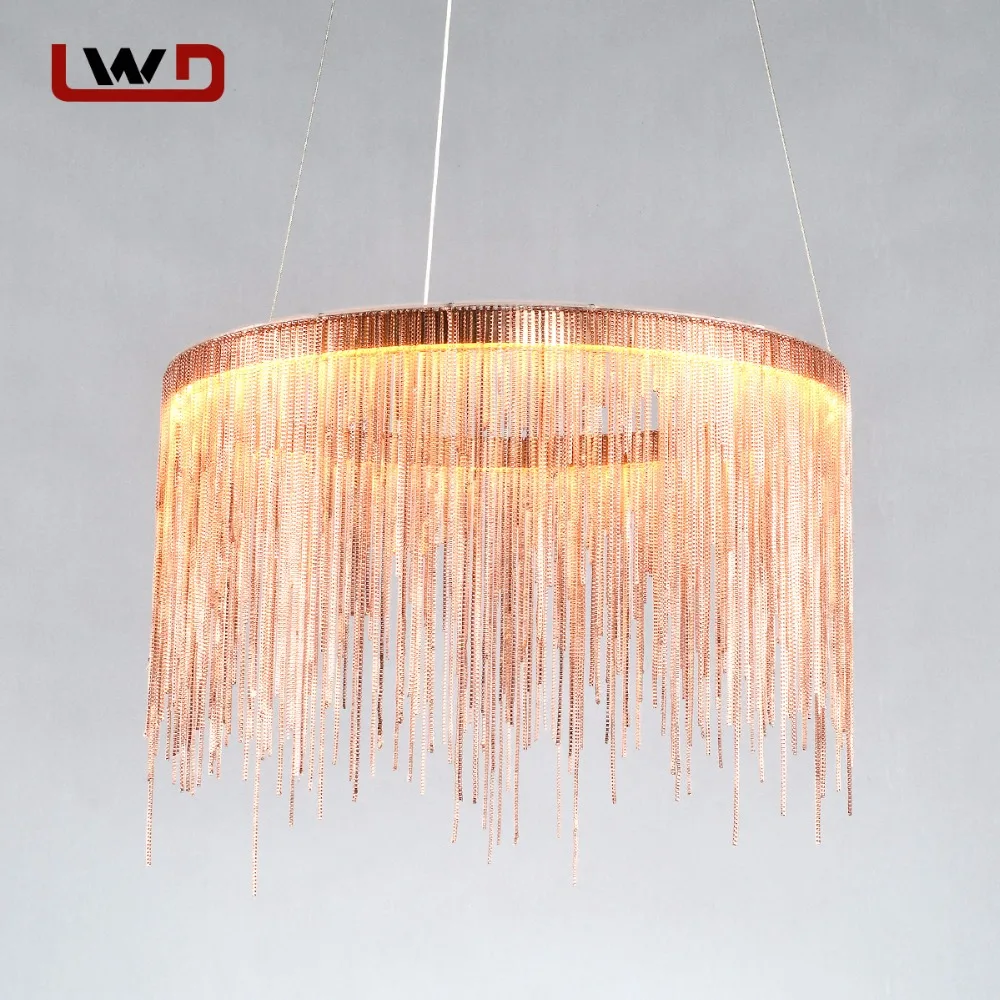 Modern Designer Decorative Chandelier Aluminum Chain Round Luxury