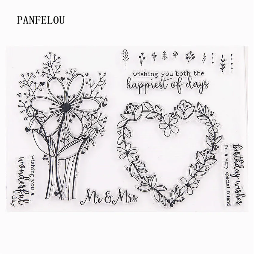 

PANFELOU Wedding bouquet Transparent Clear Silicone Stamp/Seal DIY scrapbooking/photo album Decorative clear stamp sheets