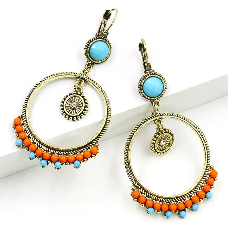 Bohemian Coins Pendant Ear Jewelry Statement Earrings Ethnic Gypsy India African Long Earrings for Turkish Women Ear Accessories