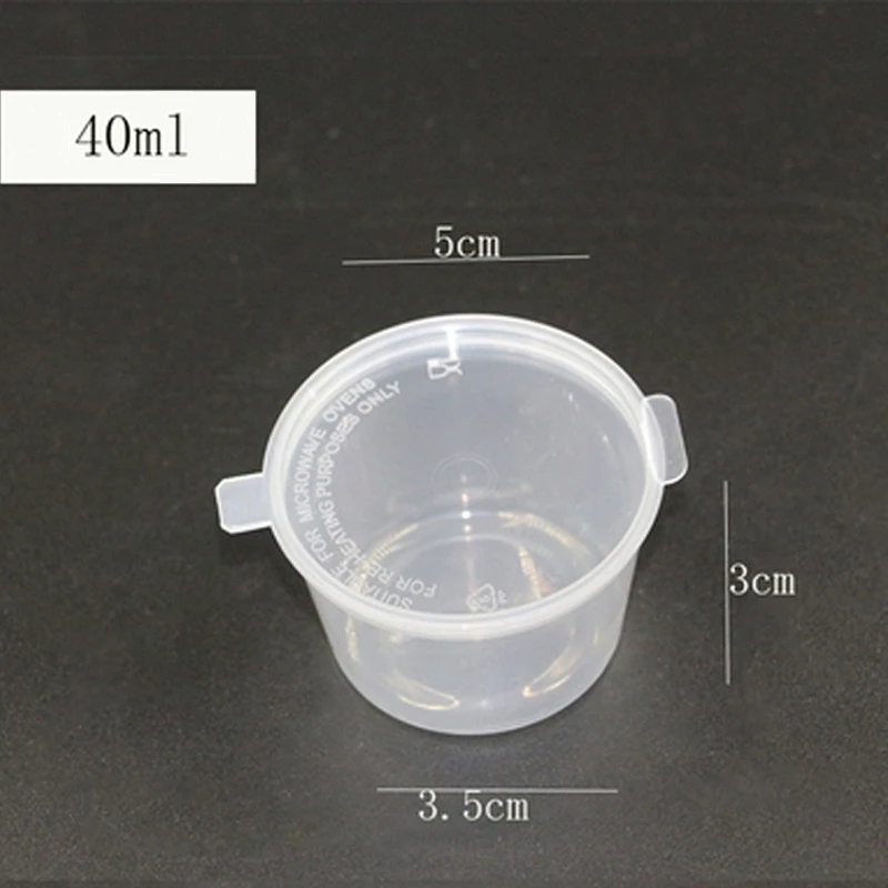 100 шт.-18/25/40/50/75/100 ml одноразовые Еда класс PP коробка для приправ, чашка соус салата на вынос упаковочные ящики для хранения - Цвет: 40ml  50mm 35mm 30mm