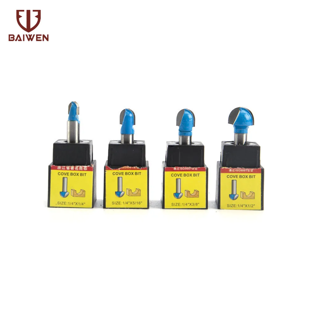 

4Pcs 6mm Shank Router Bit Set 1/4" 5/16" 3/8" 1/2" For Wood Milling Cutter