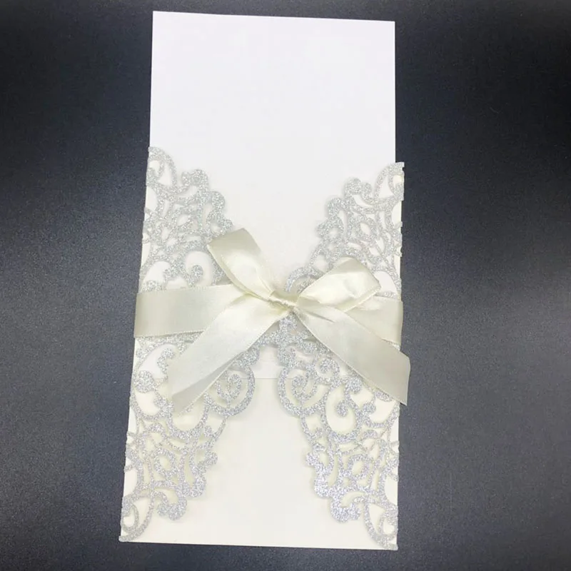 Блестящая бумага лазерная резка элегантные приглашения на свадьбу карты пустая бумажная свадебная открытка печать приглашения Декор вечерние принадлежности