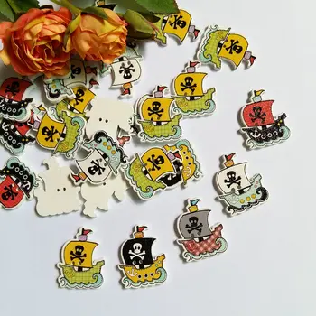 

New Random 80pcs Mixed 2 Holes Cartoon Transportation Plane Wood Sewing Buttons Scrapbooking 26mm*32mm
