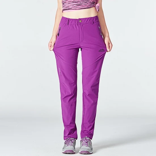 LoClimb эластичные нейлоновые походные брюки для мужчин/женщин, спортивные быстросохнущие брюки для мужчин, Горные/велосипедные/треккинговые брюки AM228 - Цвет: women purple
