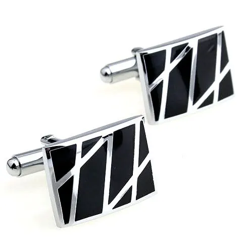 

Cufflinks Retail Gift fashion grid black enamel square cufflinks nail sleeve 156048 free shipping+free gift box