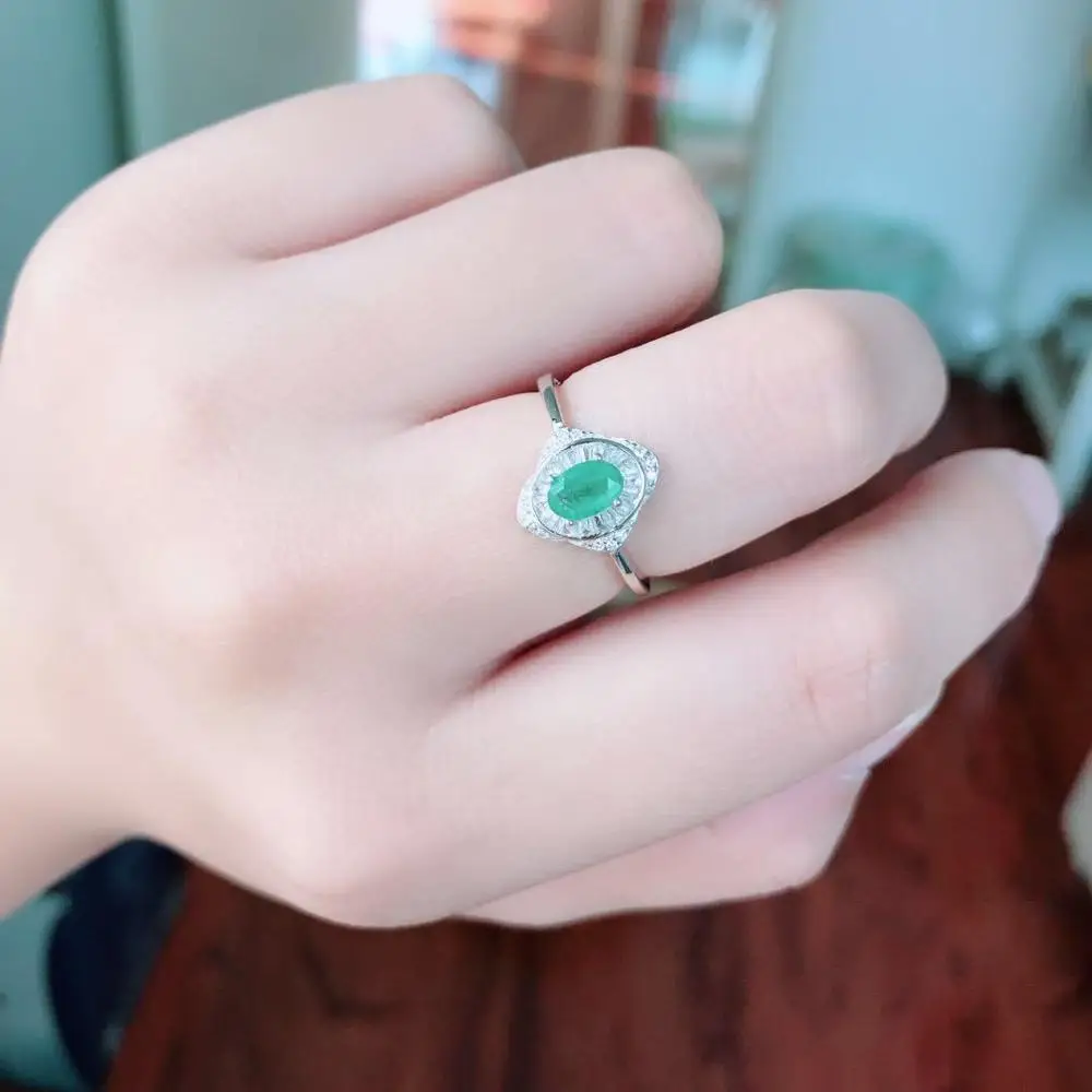 Natural Emerald Rings for Femal 4mmx6mm Luxurious fine Jewelry Emerald Jewelry Cuted Genuine Gemstones 925 Sterling silver Natural Emerald Rings for Femal 4mmx6mm Luxurious fine Jewelry Emerald Jewelry Cuted Genuine Gemstones 925 Sterling silver