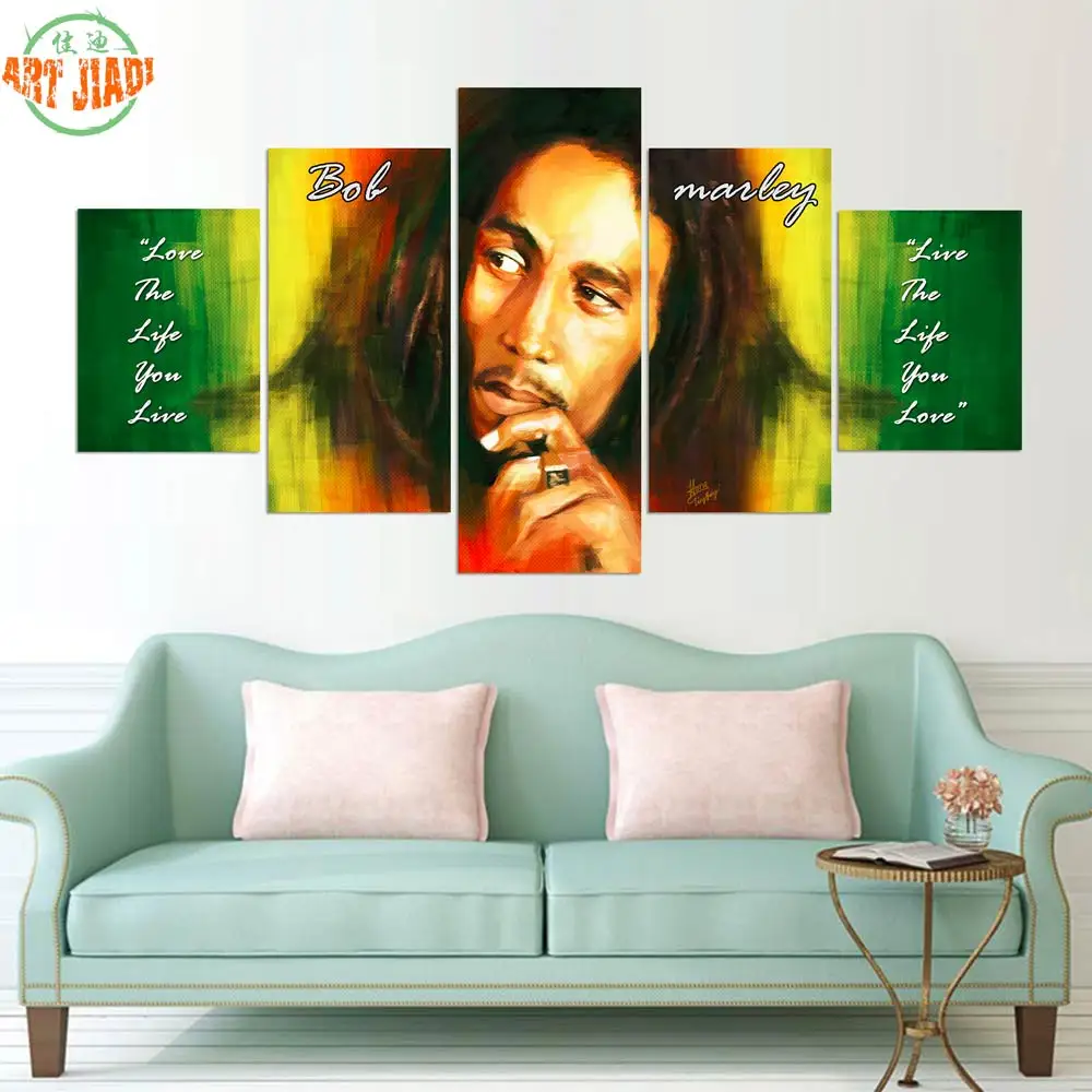 

5 piece canvas art New Bob Marley HD Canvas Painting Wall Art Game Prints decorations for home Panels Poster For Linving \C-732