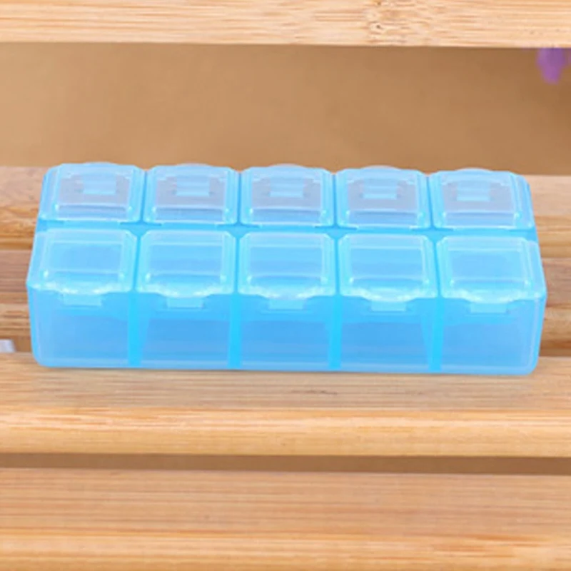 10 слотов Пластик пустой ящик для хранения ногтей Инструменты из горного хрусталя бусины Дисплей коробка для хранения случае