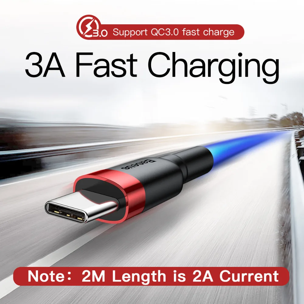 USB кабель Baseus Type C для быстрой зарядки One Plus 6 5t QC3.0 Samsung Galaxy S9 S8 Plus|Кабели мобильных