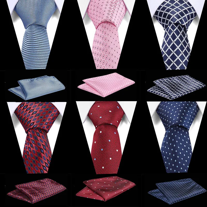 Мужской галстук Шелковый тканый галстук, жаккардовый наборы с платком для формальной Свадебная деловая Вечеринка Мужская рубашка аксессуары