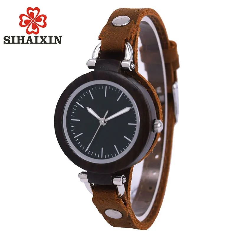 SIHAIXIN деревянные часы для женщин Relojes Para Mujer простые маленькие бамбуковые из