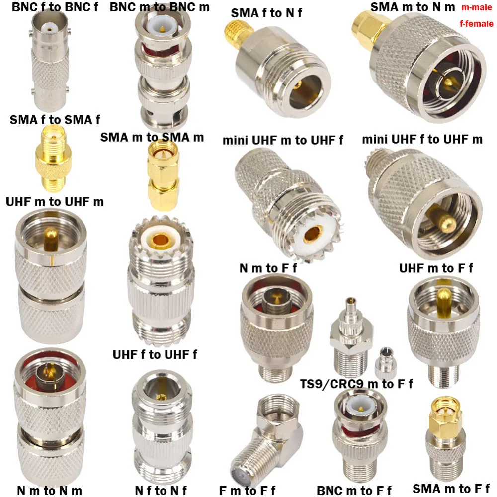 SMA к N BNC UHF F TS9 CRC9 Тип комплекты разъемов N двойной штекер BNC SMA UHF двойной штекер RF адаптер 18 Тип