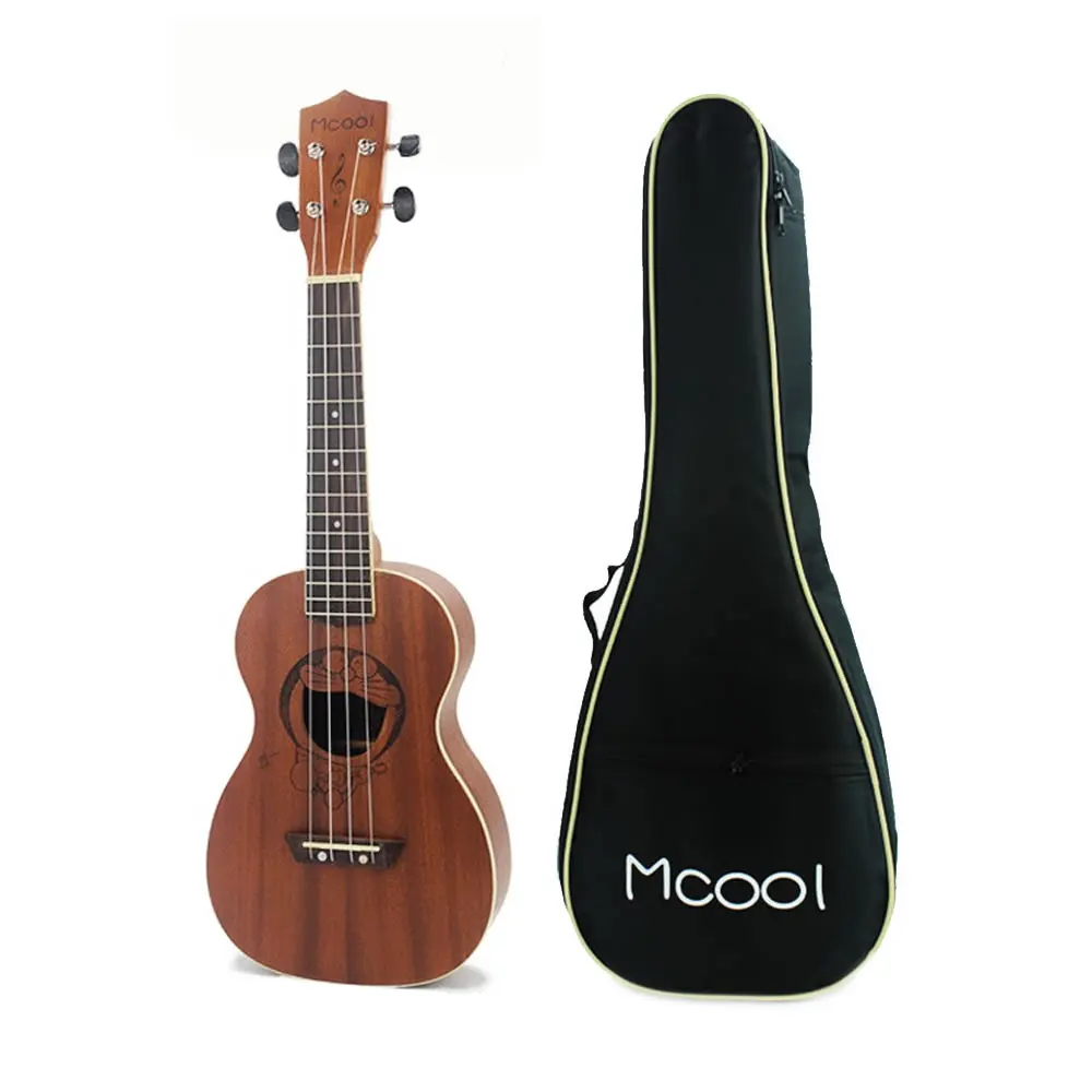 Mcool 2" Ukelele резные Doraemon Дерево Сапеле сопрано укулеле Уке палисандр гриф мини гитара Гавайи 4 струны инструменты - Цвет: Uke with Bag