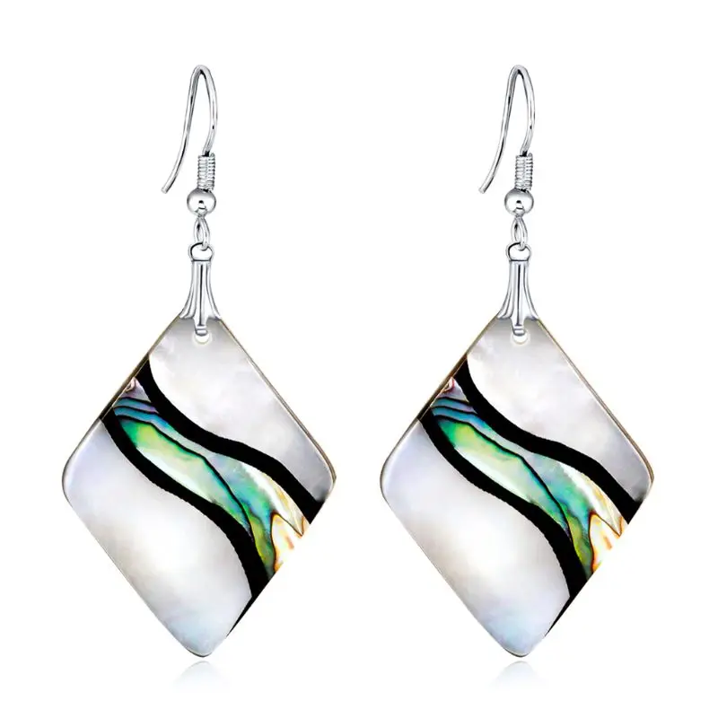 

NTTHNCF Abalone Earrings Geometric Shell Pendant Dangle Square Colorful Unique Charms Water Drop Women Jewelry Decoration