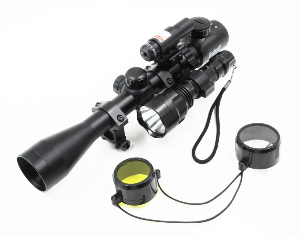 

Promotional 3in1 Hunting Compact Combo 3-9x40EG Rifle Scope w/ Laser & CREE T6 LED Hunting Flashlight 5Mode C8 Torch Flash Light