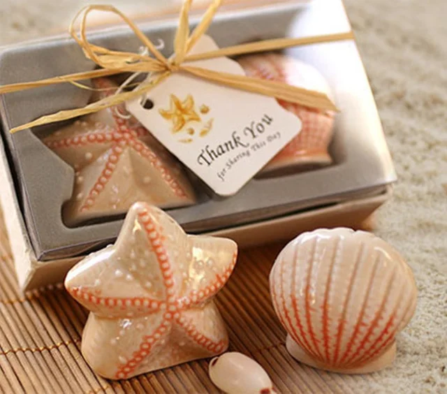 100pcs 50bo Starfish Sea Shell Salt Pepper Shakers Favors Beach 100pcs 50bo Starfish Sea Shell Salt Pepper Shakers Favors Beach Themed Wedding Party And