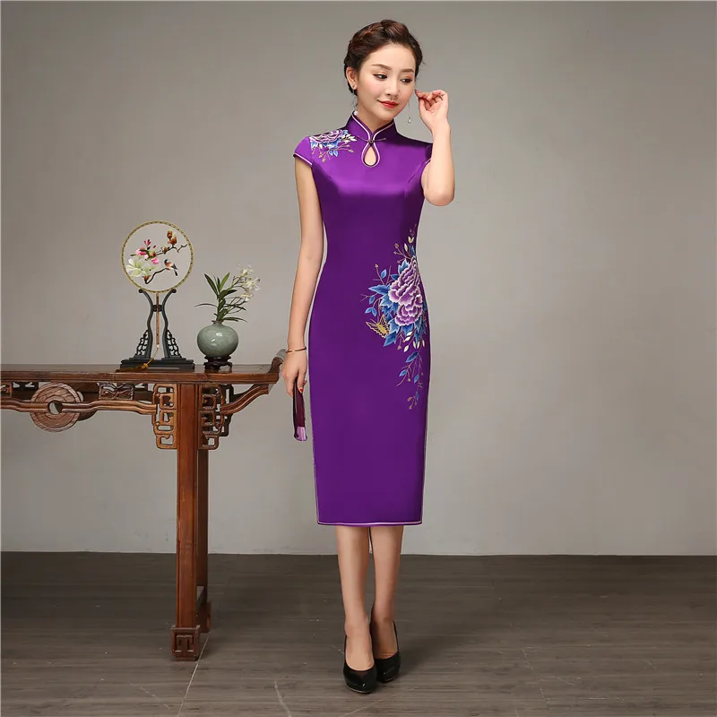 Элегантный женский сексуальный тонкий длинный Cheongsam Мандарин Воротник Vestidos ручной работы кнопка платье Ципао с разрезом Формальное деловое торжественное платье S-XXXL