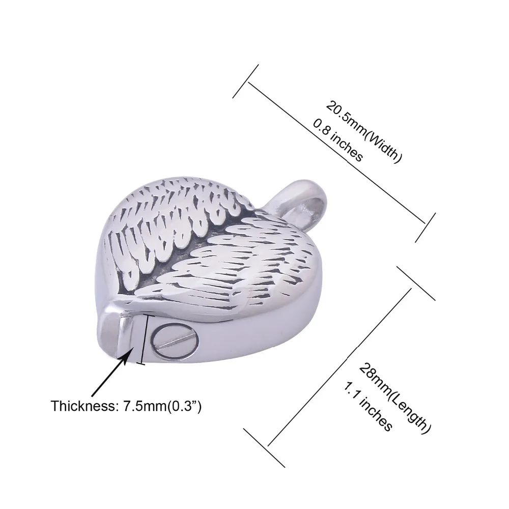 Похорон Крылья Ангела кремационные украшения для пепла урна из нержавеющей стали кулон ожерелье можно персонализировать