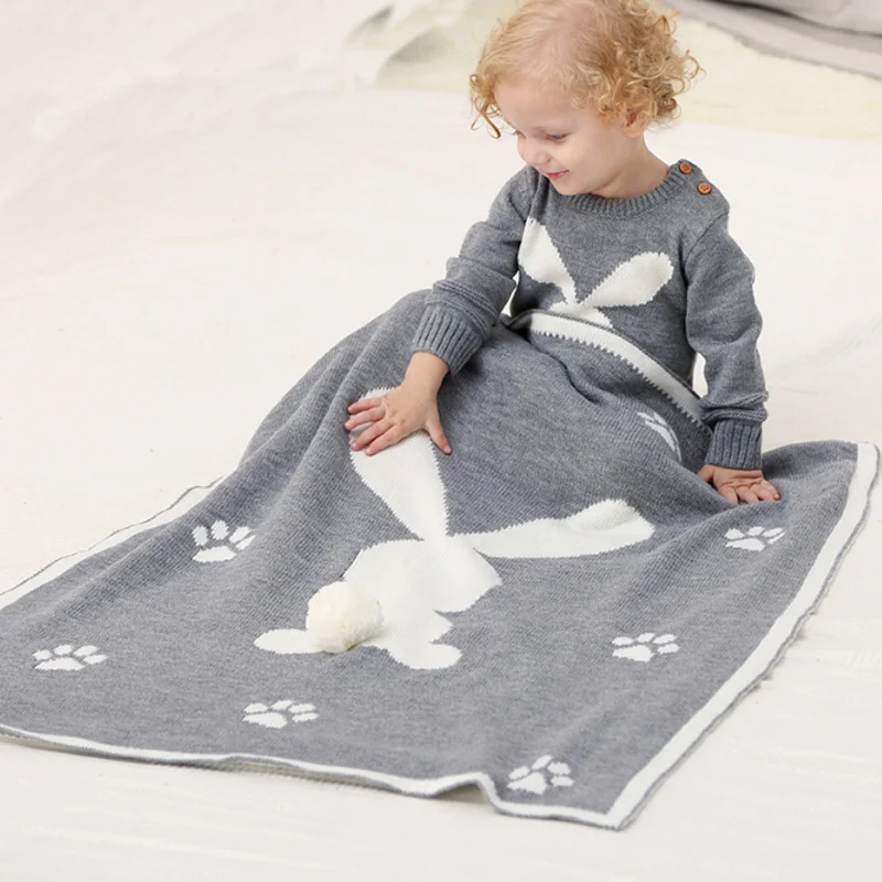 

Cartoon Bunny Baby Blanket Soft Warm Wool Swaddle Blanket Photographed Props Lovely Newborn Sleeping Cover For Stroller Crib