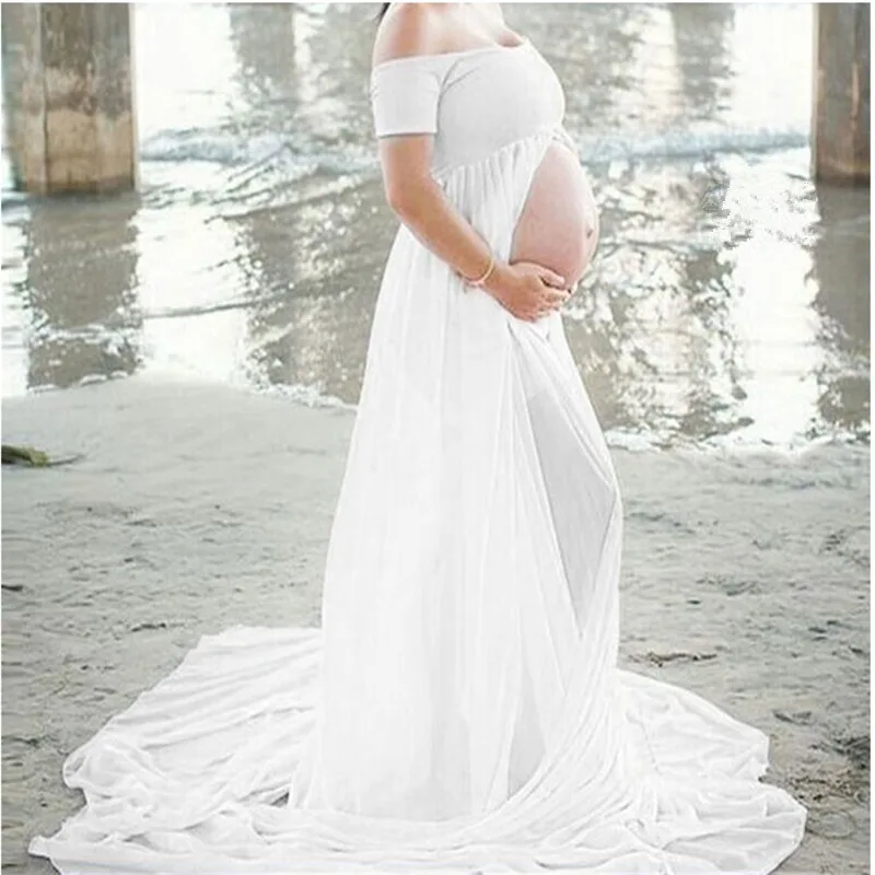 LILIGIRL Fashion Maternity Dresses Snow Spinning Translucent Long Skirt Maternity Clothes Photography Women Maternity Dresses