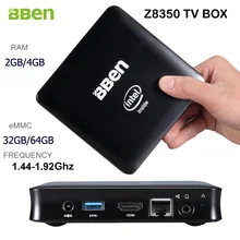 Bben Intel Quad Core Окна 10 Z8350 Процессор Мини-ПК компьютер BT4.0 Wi-Fi HDMI USB3.0/2.0 RJ45 Порты и разъёмы 2 г + 32 г или 4 г + 64 г RAM/EMMC ТВ коробка