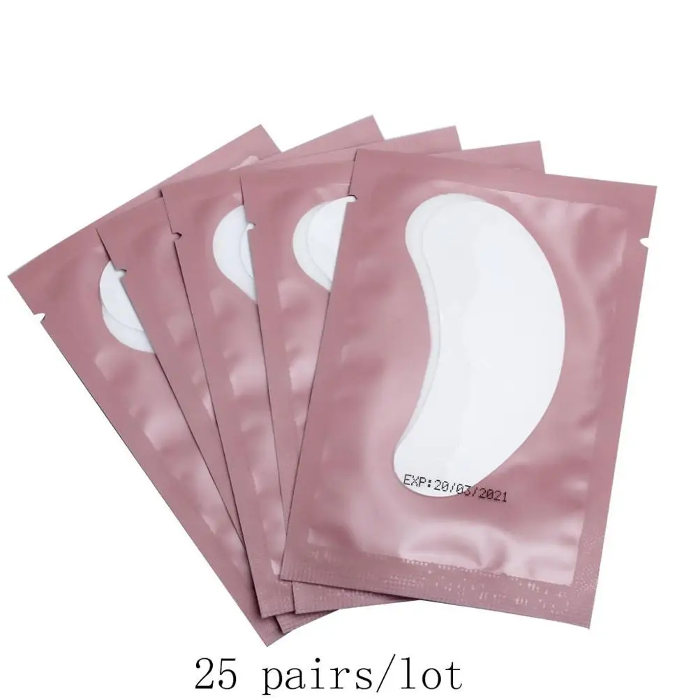 Pink 25 Профессиональный, 50 шт в наборе, Для женщин Полезная насадка для ресниц наращивание ресниц маски Eyepads глаз расширений гель набор патчей 25 W/75 W/50/100/200 пар, подушечки для глаз - Цвет: Pink 25