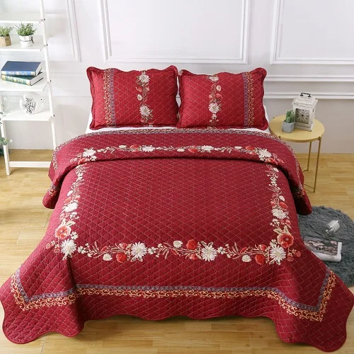Роскошное красное, синее, фиолетовое, белое, серое высококачественное мягкое плотное одеяло татами, покрывало, простыня, постельное белье, наволочки, 3 шт - Цвет: 1