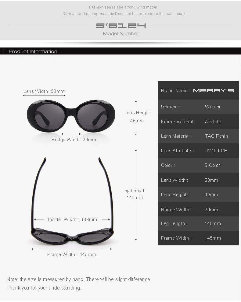 MERRYS модные овальные женские солнцезащитные очки, брендовые дизайнерские солнцезащитные очки S6124