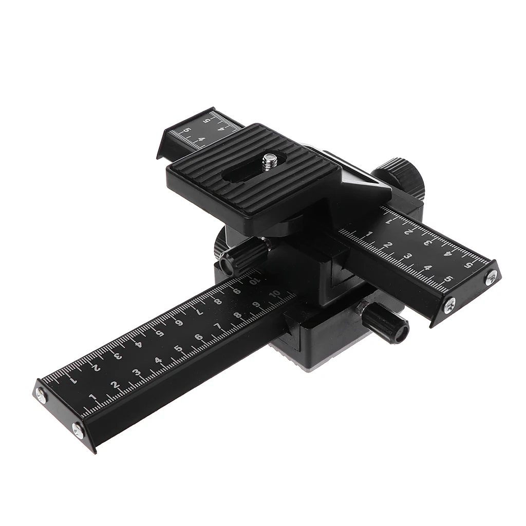 

4-way Macro Instrument Focusing Rail Slider 1/4" Screw DSLR Camera Shooting Accessories Black for Canon for Nikon