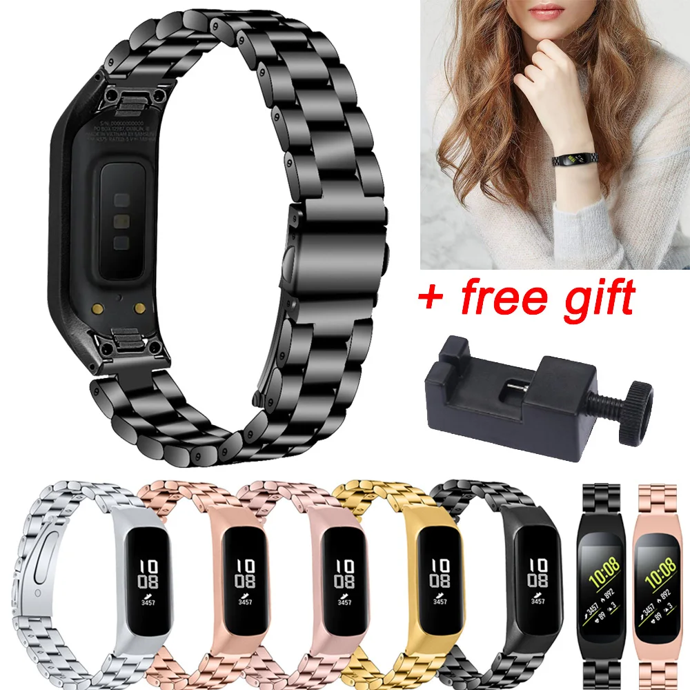 

For Samsung Galaxy fit-e SM-R375 Stainless Steel Strap Band Wristband Watchband Replacement Metal Bracelet With Disassembly Tool