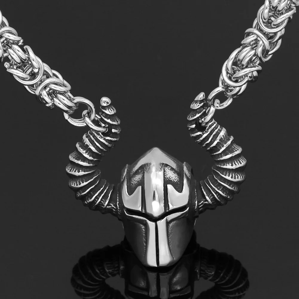 Мужская скандинавский Викинг Worriors шлем кулон ожерелье-король цепь с Valknut Rune