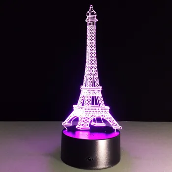 

Romantic France Eiffel Tower 3D LED Night Light RGB Changeable Mood Lamp USB Decorative Table Lamp Kids Friends Gift Drop Ship