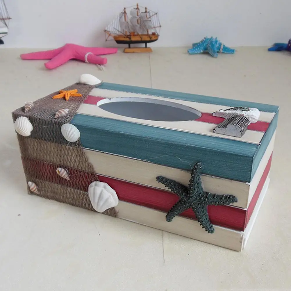 

Vintage Rectangle Mediterranean Paper Holder Tissue Storage Box Car Home Decor