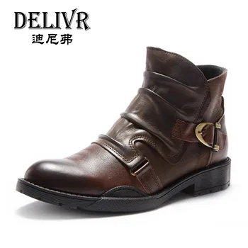 

Delivr Leather Shoes Men Boots 2019 Rome Vintage Brown Martins Boot Men Shoes Luxury Brand Casual Cow Genuine Leather Boots Men