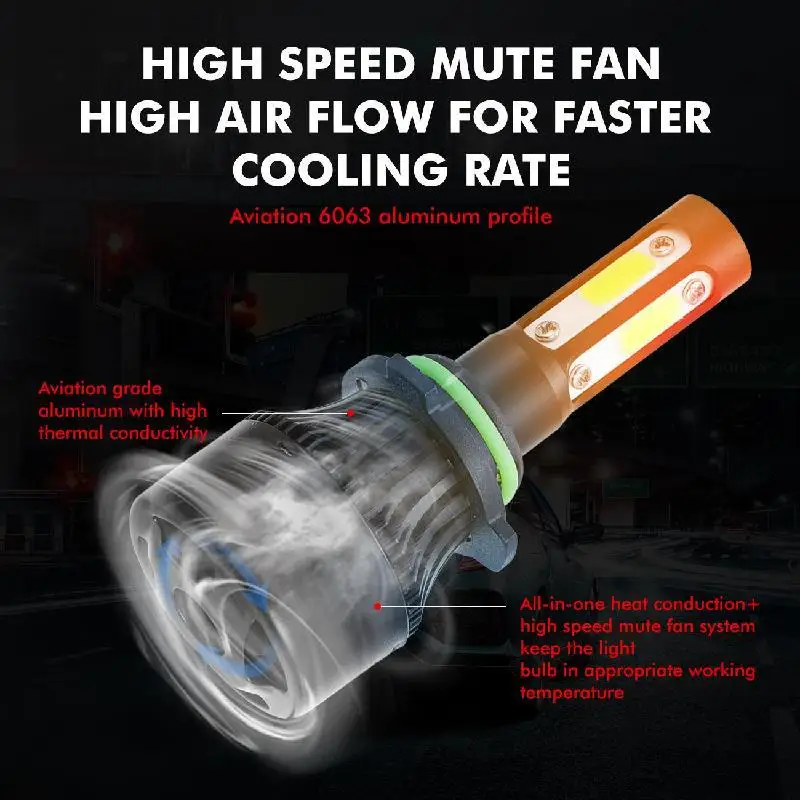 ASLENT 4 стороны люмен COB 100W 12000lm светодиодный лампы H4 H7 H11 H13 HB3 9005 HB4 9006 9004 9007