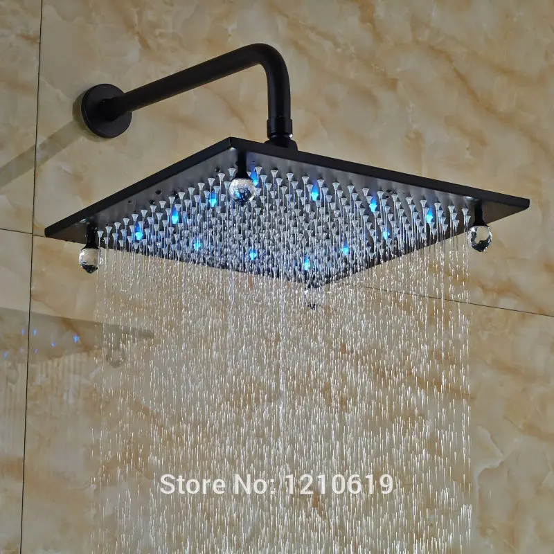 Newly 12 inch LED Lights Top Shower Head w/ Shower Arm Oil rubbed