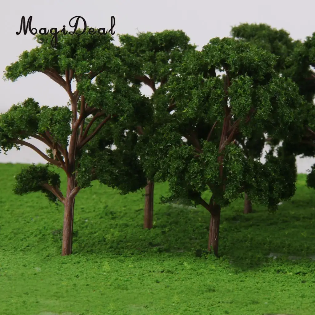 10Pcs/Pack 12cm Plastic Banyan Trees Model Train Scenery for Park Garden Forest Scene Scenery Children Toys Scale 1:75 Green