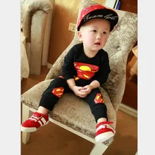 Anlencool 2019 Real New Coat Free Shipping Superman Baby Clothes Korean Boy Suit Solid Color Printing Suits Children’s Clothing