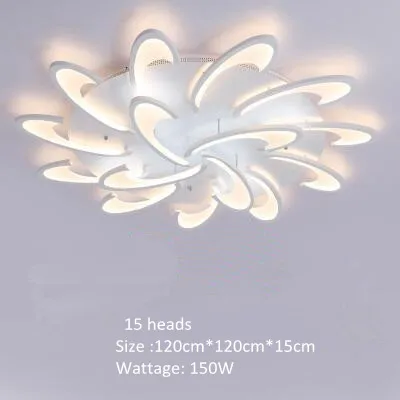 Современные светодиодные потолочные люстры для гостиной, спальни, столовой, кабинета, белые/черные AC85-265V люстры - Цвет корпуса: 15 heads 120x120cm
