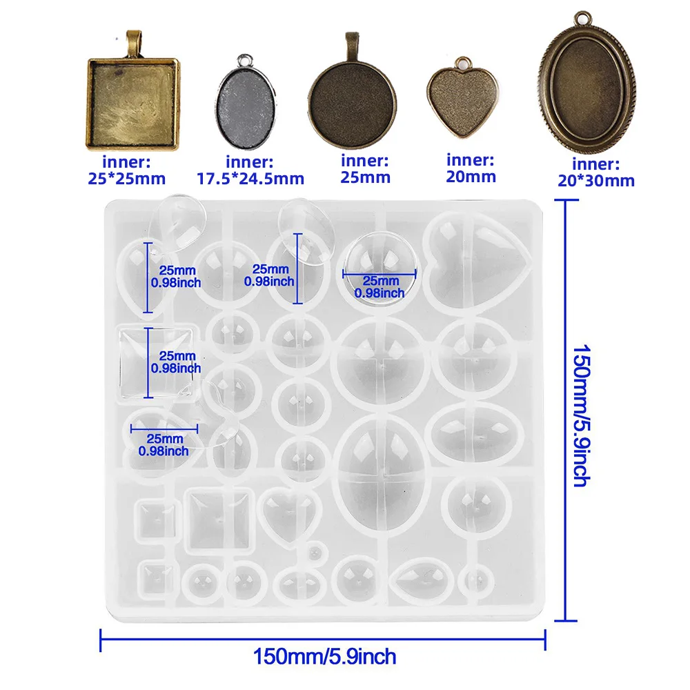 1 компл. 31 шт. силиконовая форма для литья ювелирных изделий DIY Изготовление аксессуаров инструменты формы для основы геометрические эпоксидные изделия