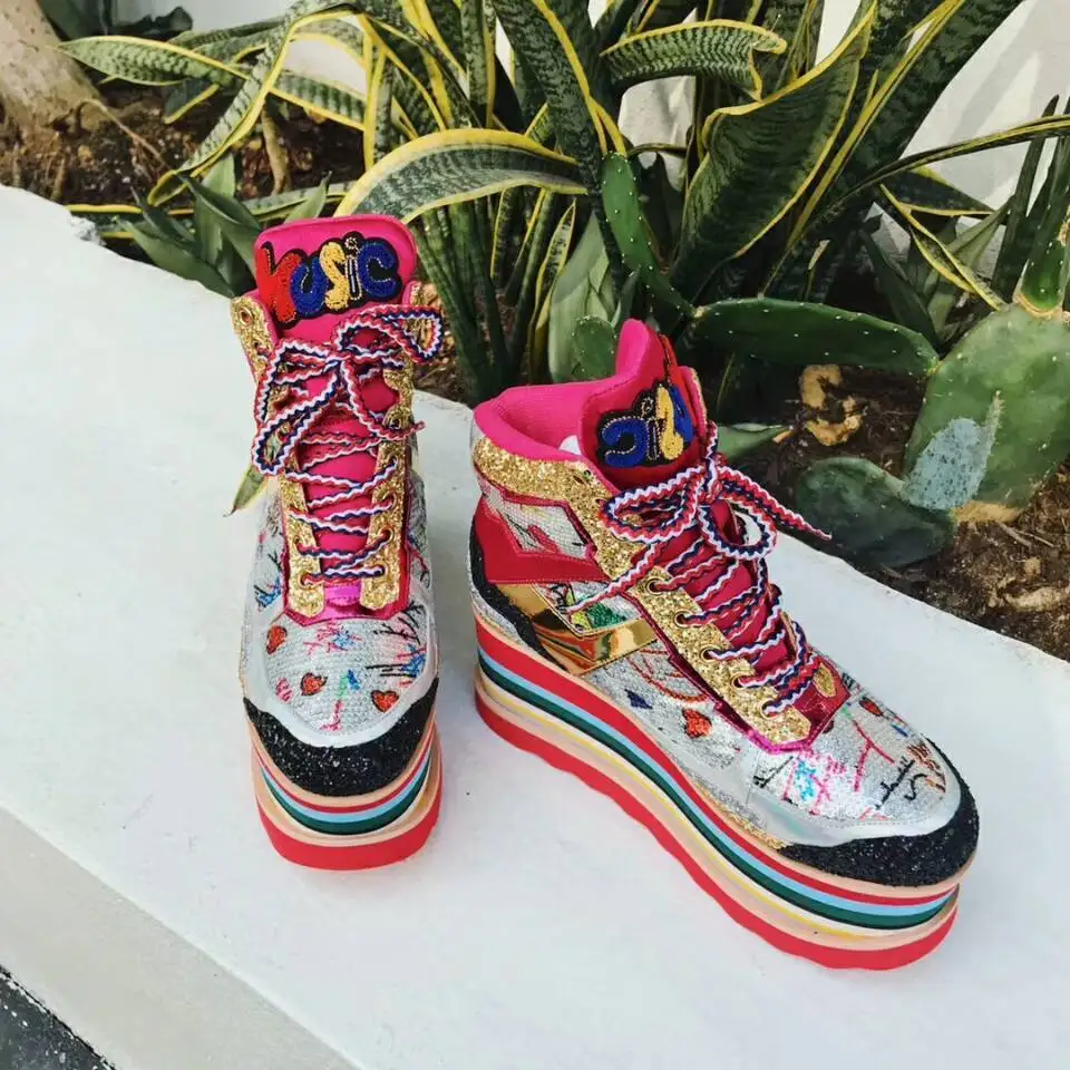 

2019 Fashion Women Casual Shoes Suede Leather Platform Ladies Sneaker