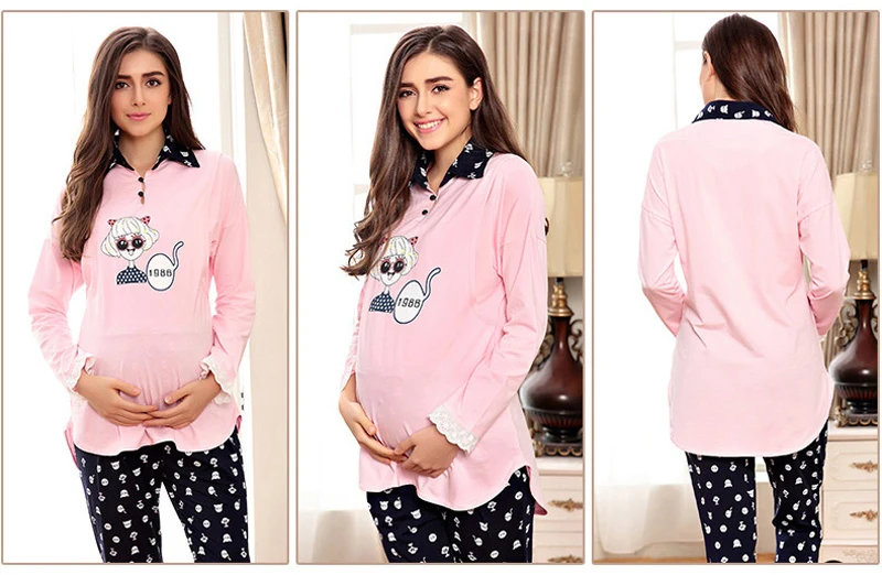 Emotion Moms; Одежда для беременных; одежда для сна с длинными рукавами для грудного вскармливания; пижамы для беременных женщин; ночная рубашка для беременных