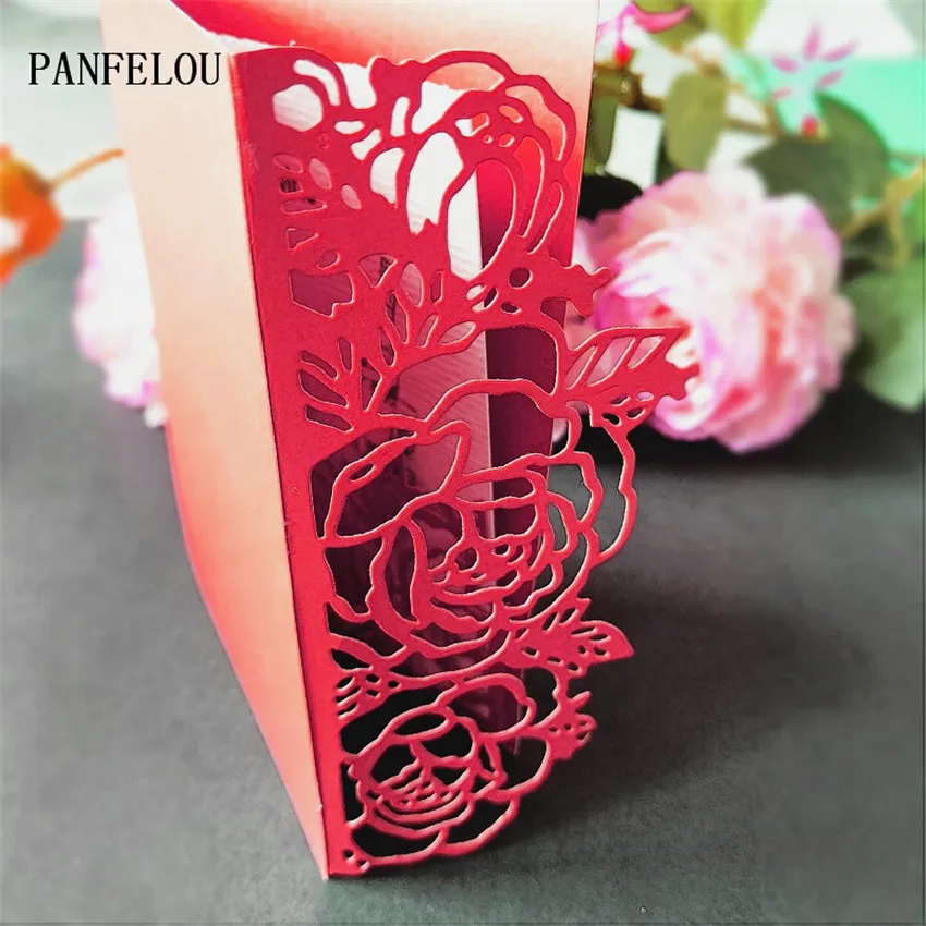  PANFELOU Three roses invitation Scrapbooking DIY album cards paper die metal craft stencils punch c - 33028041067