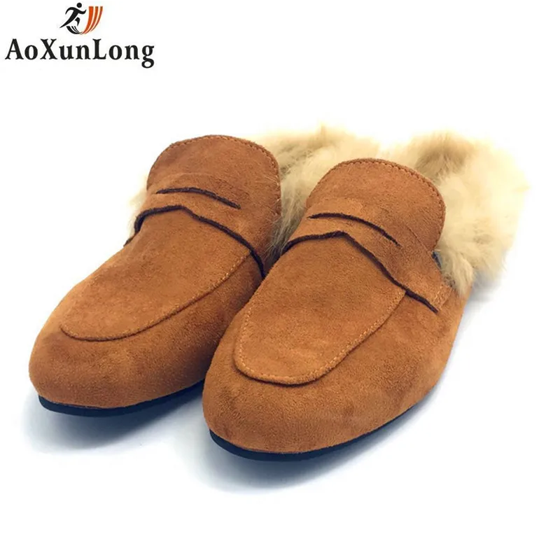 

Winter Slippers Women Fashion Brand Genuine Leather Plush Home Slippers Flat Shoes Woman Brown Eur 39 Spring Women Flip Flop 7 8