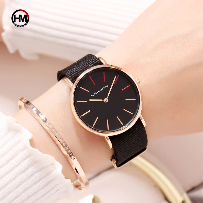 

2019 New Hannah Martin Lovers Watches Women Simple Nylon orologi donna Female Wristwatch Waterproof Couple Watch Dropshipping