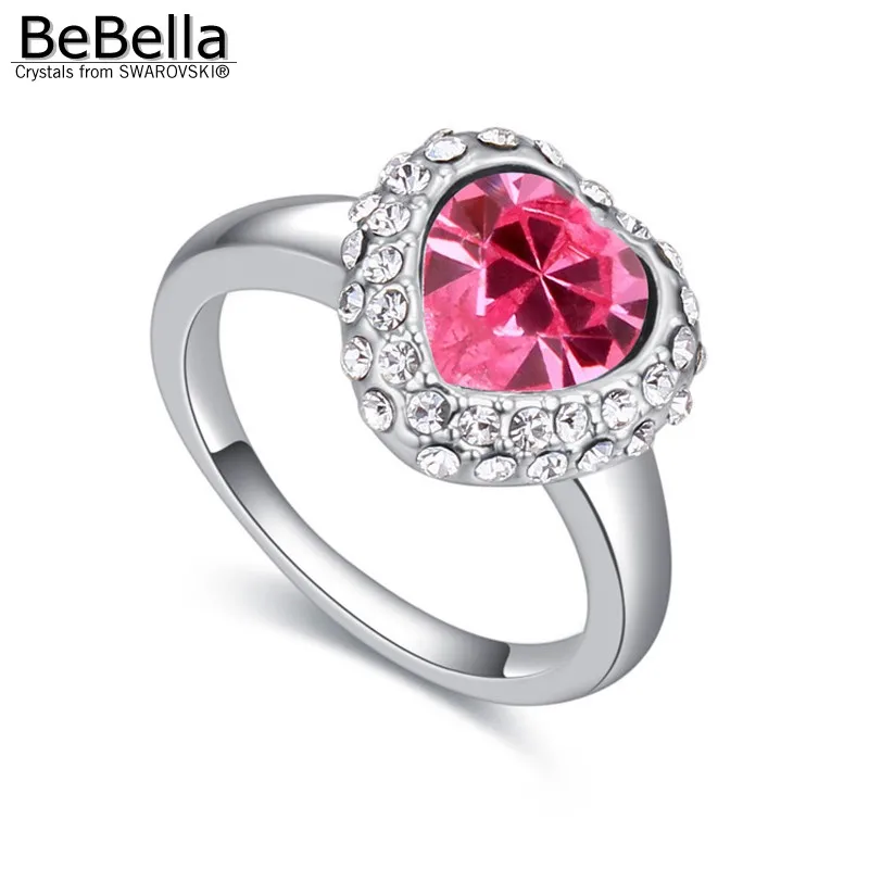 Женское кольцо с кристаллами BeBella на палец в форме сердца элементами Swarovski 5