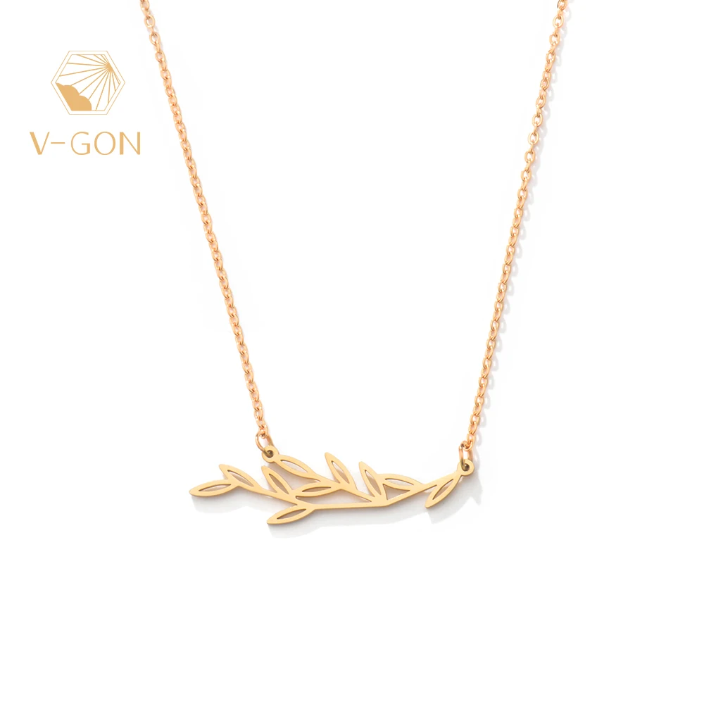 

V-GON 14K Gold Plated Thin Bar Tree Necklace Pendant 16-18" Boho Handmade Dainty Pendant Charm Necklace for Mom Jewelry V-XL0008